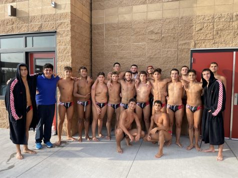 Arthur Lazaryan and his teammates pose at the Glendale Aquatic Center