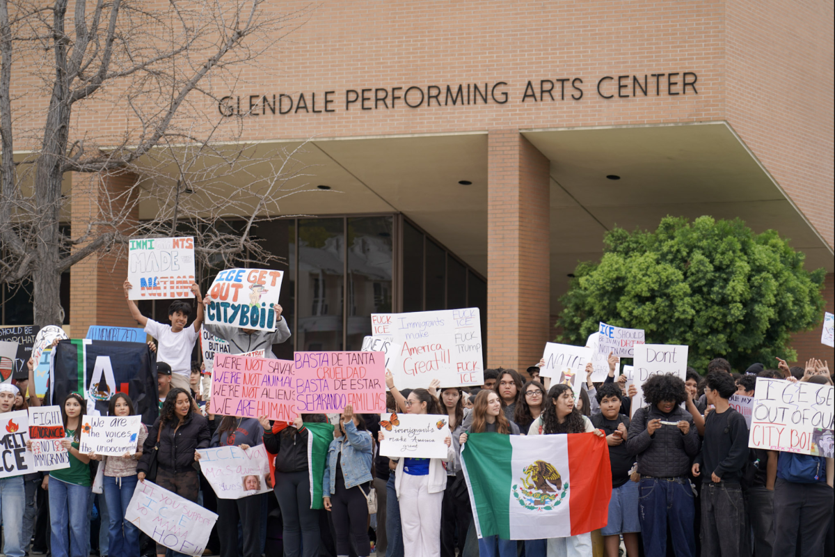GHS students protest on Broadway on February 10, 2026.